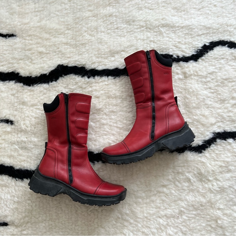 Vagabond Red Leather Moto Biker Boots